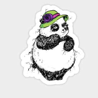 Bashful Lady Panda with a Gorgeous Hat Sticker